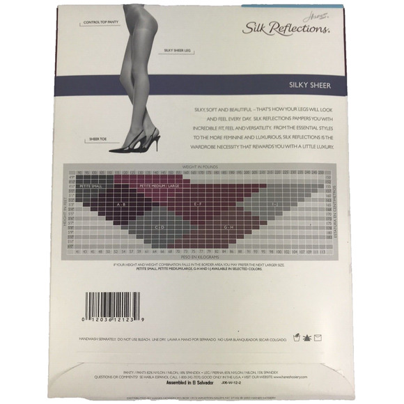 Hanes Silk Reflections Silky Sheer Nude Pantyhose Control Top Tights 717 Size AB - Picture 2 of 2